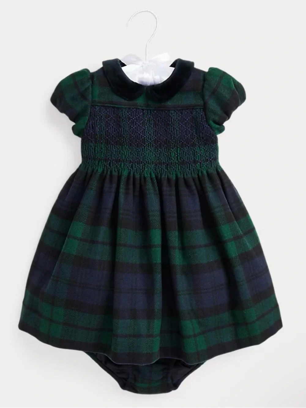 Ralph Lauren Baby Girl Plaid Smocked Dress & Bloomer - Size 12M